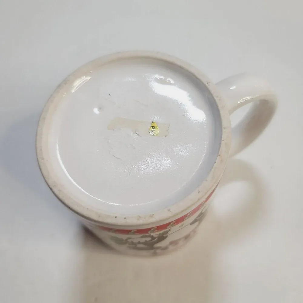 Vintage Kawaii Panda Bear Candy Cane Christmas Ceramic Coffee Mug